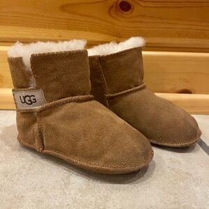 UGG Brown Suede Baby Walker Boots with Cream Shearling